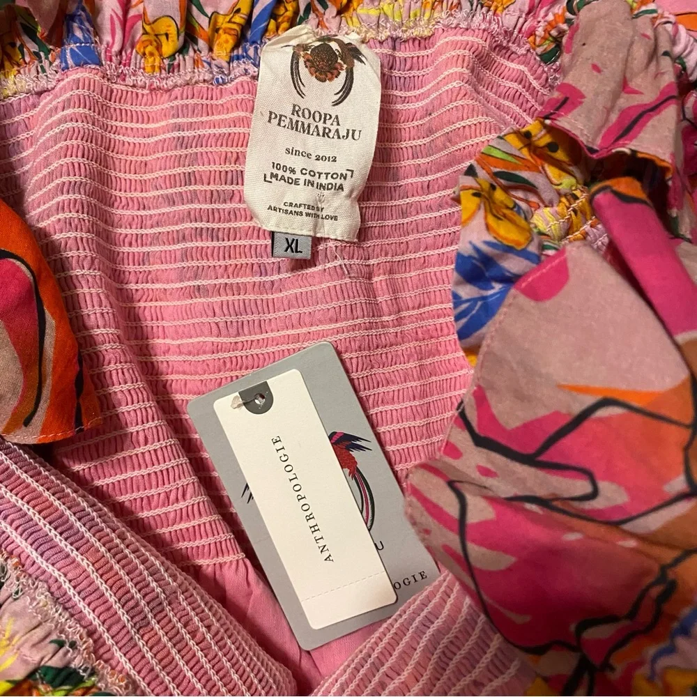 NWT Anthropologie Roopa Pemmaraju Tropical Print Ruffle Sleeve Sundress - Picture 10 of 10